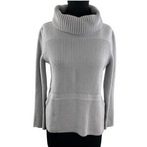 SURE FEEL Gray Ribbed Wool? Long Sleeve Cowl Neck Pullover Knit Sweater S M?